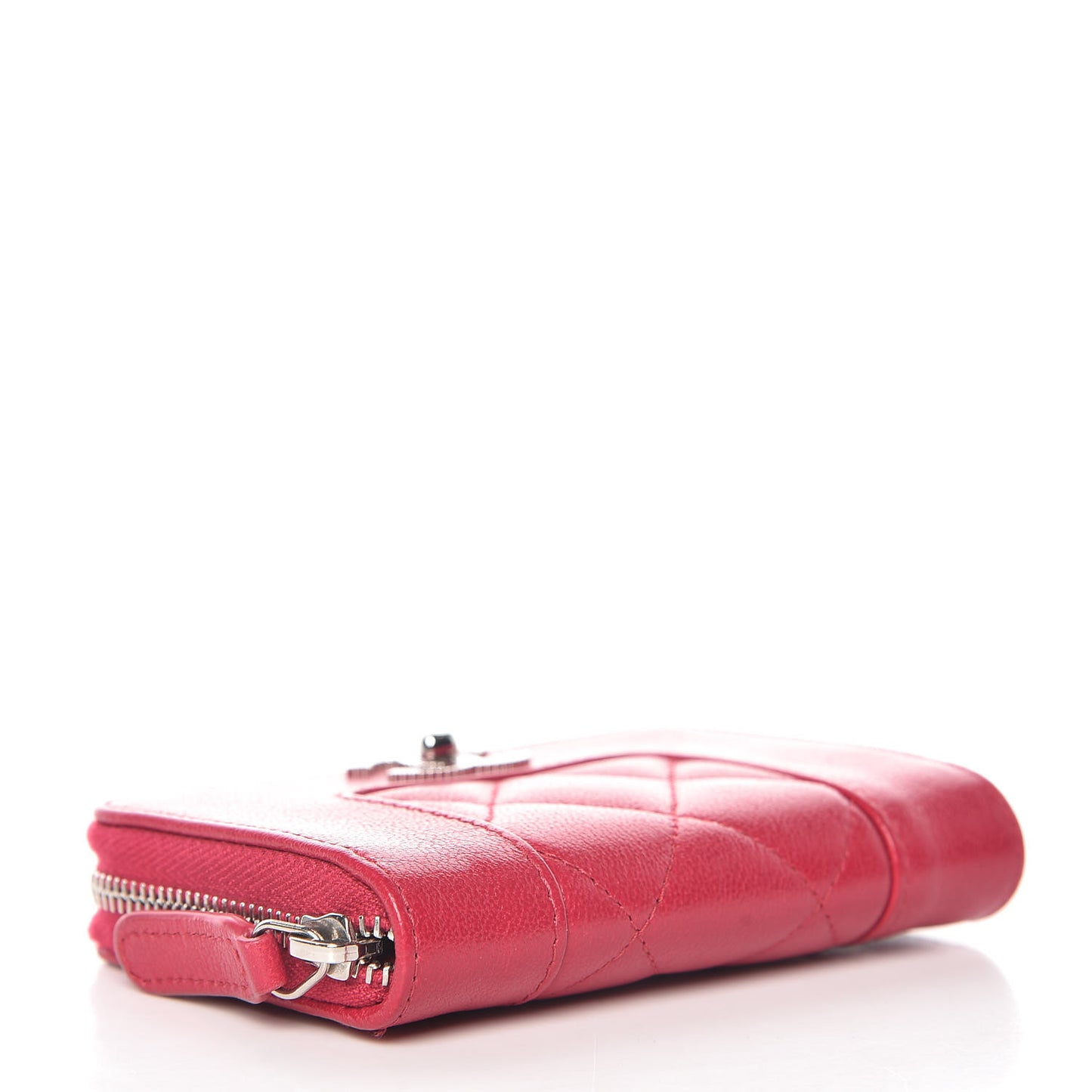 Sheepskin Quilted Mademoiselle Vintage Zip Coin Purse Pink