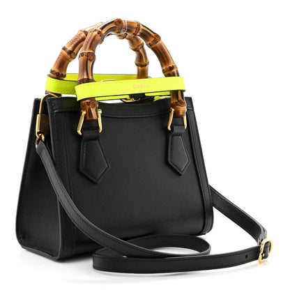 Gucci Wonka Grain Calfskin Mini Diana Tote Bag Black Yellow Fluo 3 of 13