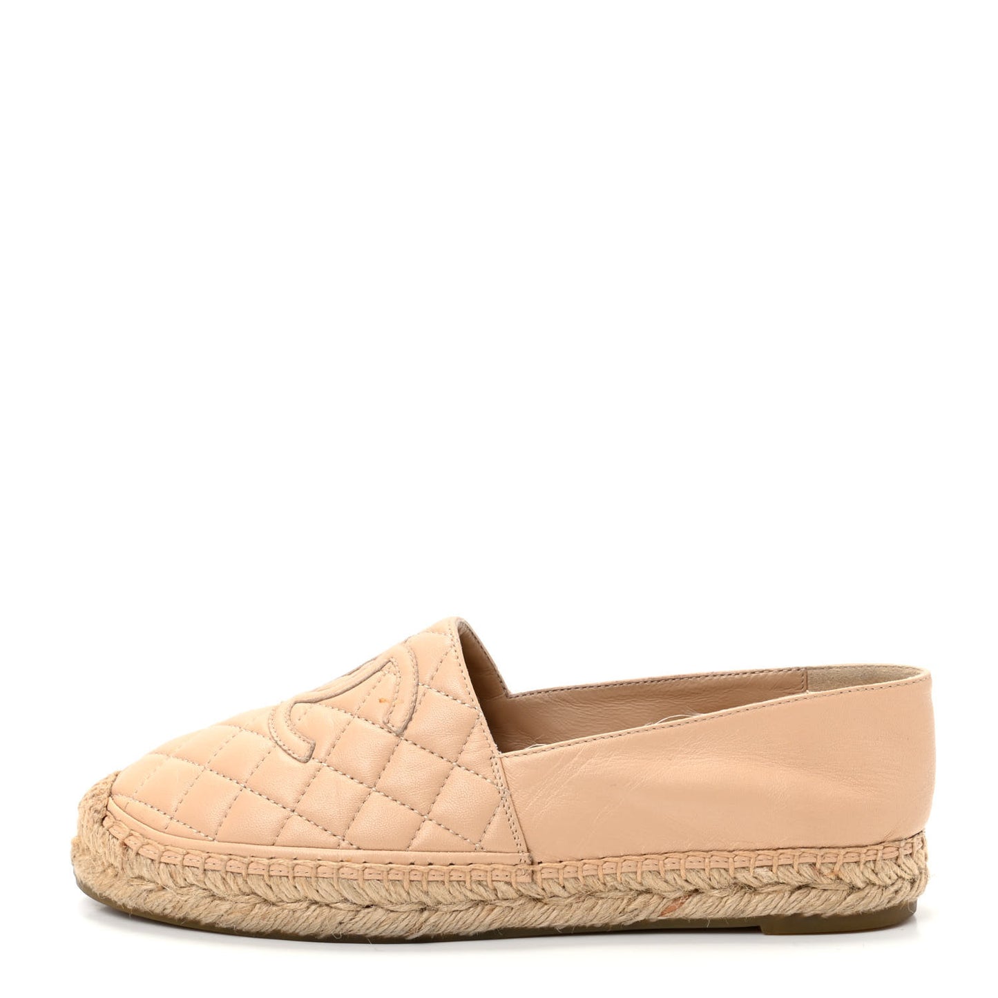 Lambskin Quilted CC Espadrilles 39 Beige