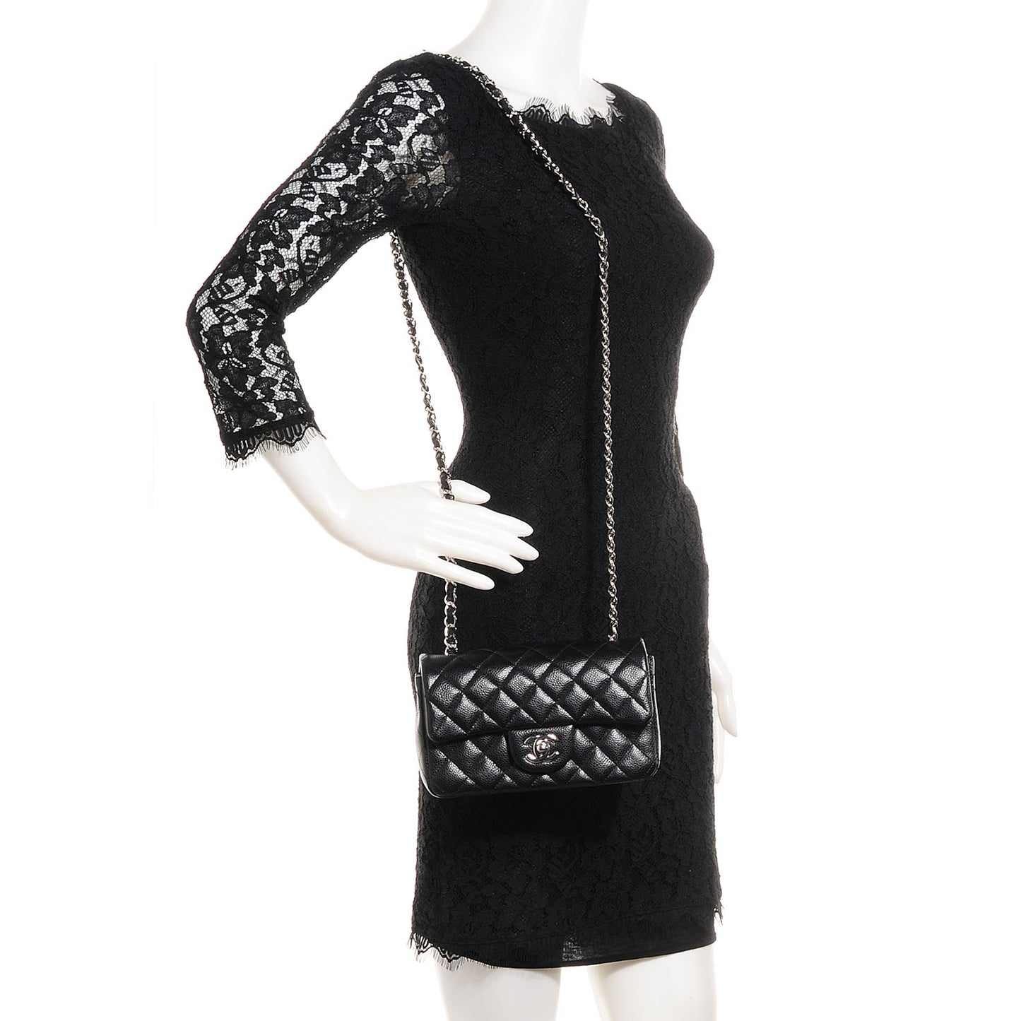 Caviar Quilted Mini Flap Black