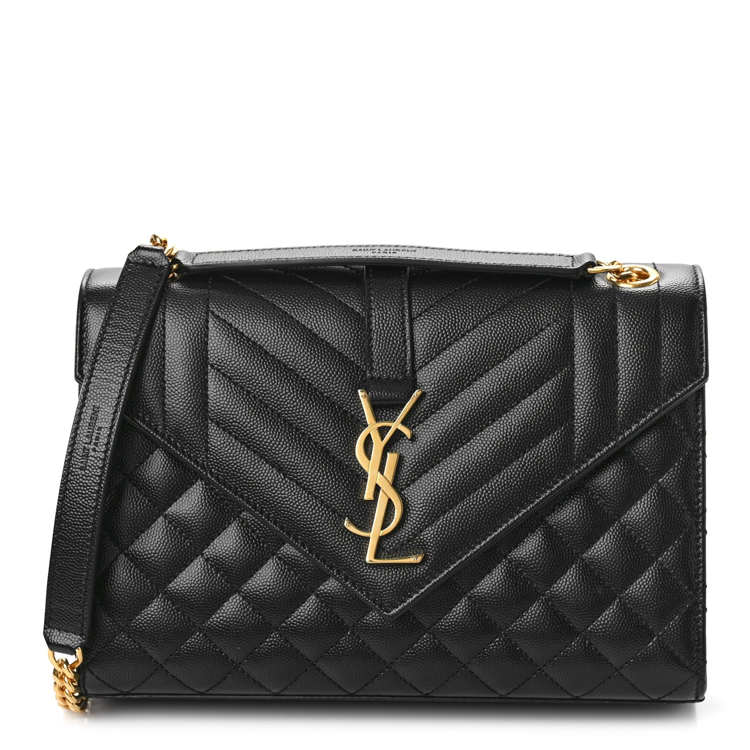 Saint Laurent Grain De Poudre Textured Mixed Matelasse Triquilt Medium Monogram Satchel Black 1 of 9