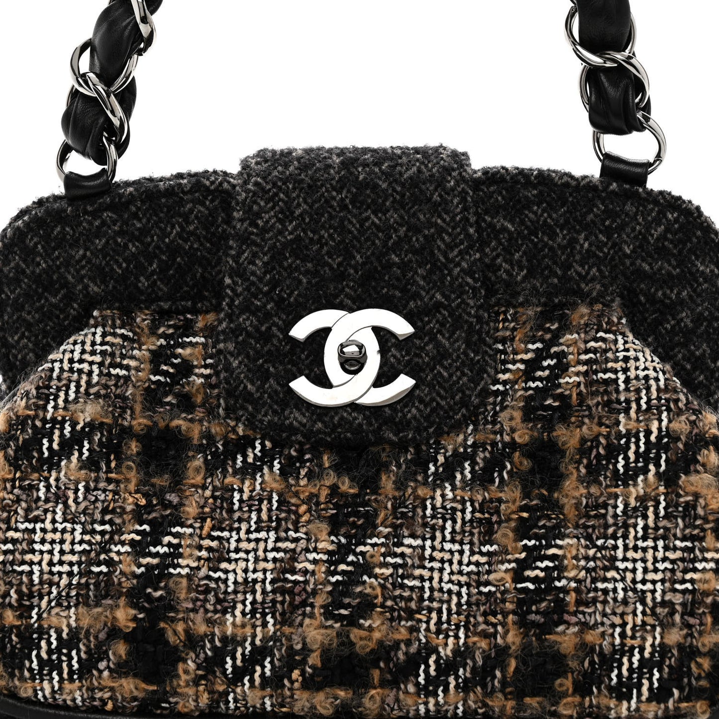 Wool Tweed Frame Bag Grey Multicolor