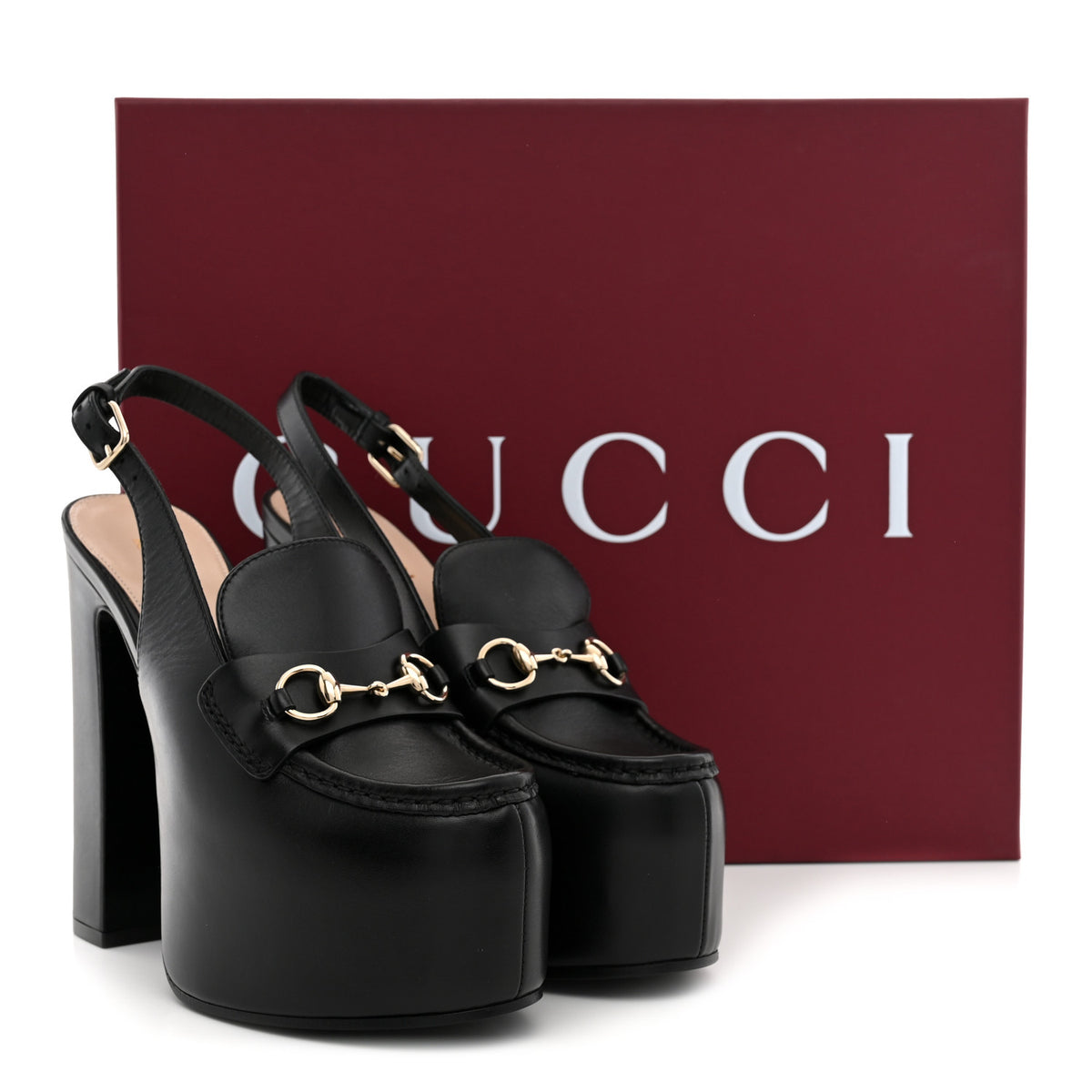 Gucci Calfskin Horsebit Platform 70/160mm Slingback Mules 37.5 Black 10 of 10