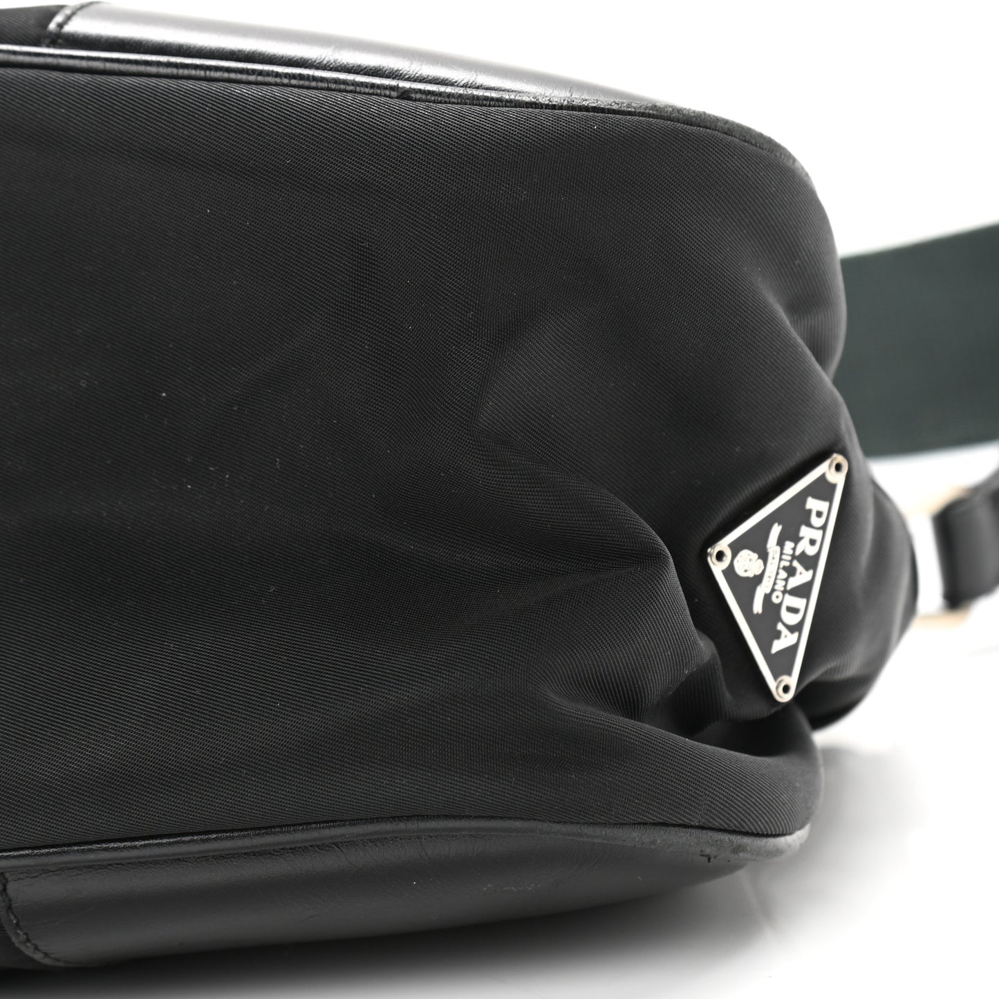 Tessuto Nylon Soft Calf Shoulder Bag Black