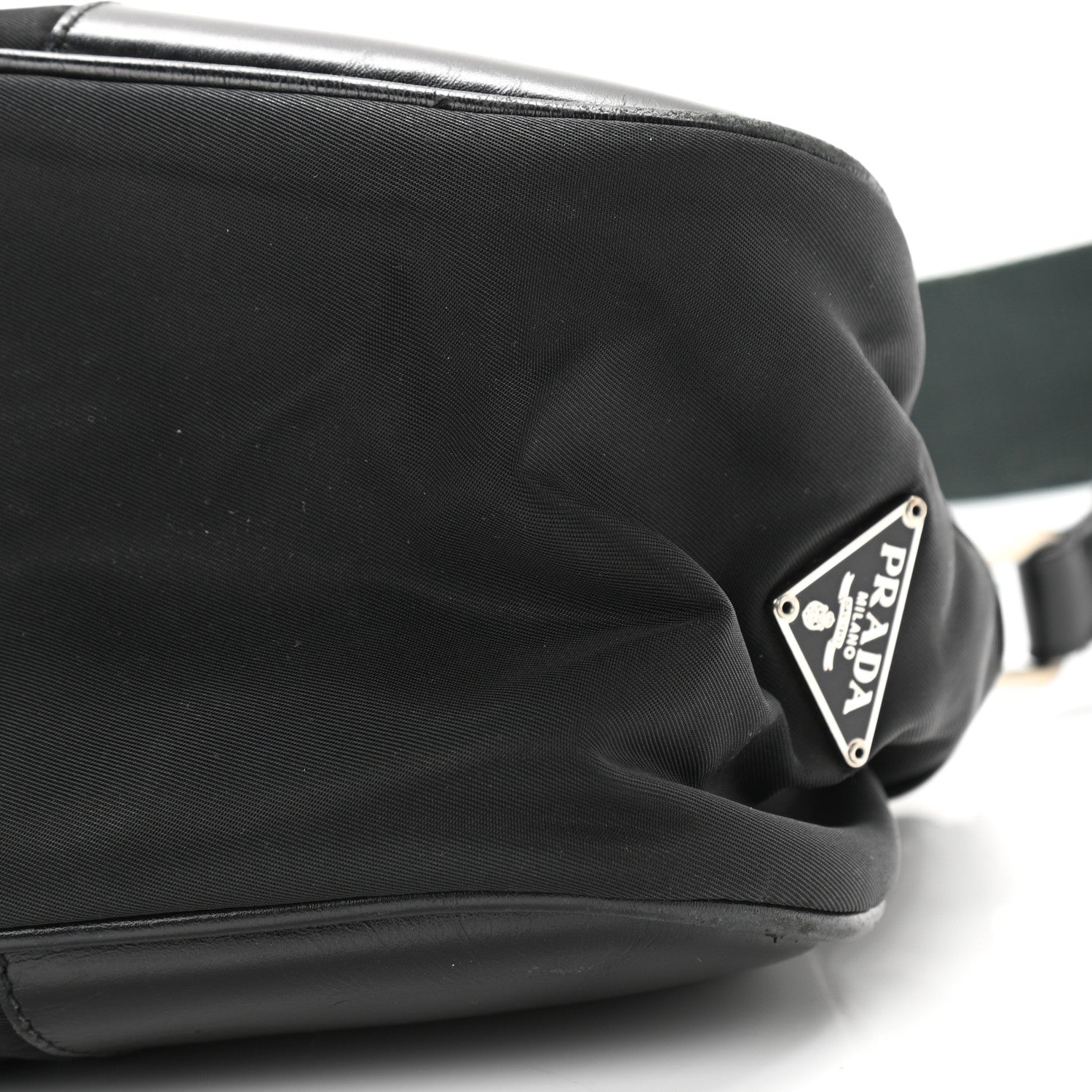 Prada Tessuto Nylon Soft Calf Shoulder Bag Black 9 of 15