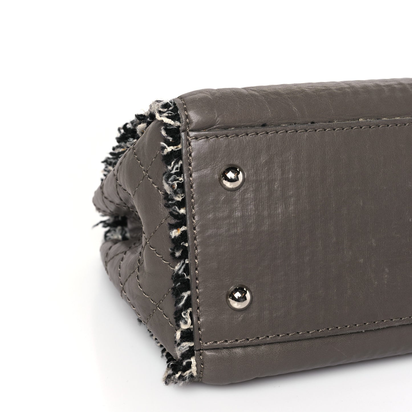 Tweed Calfskin Tweedy Single Flap Grey