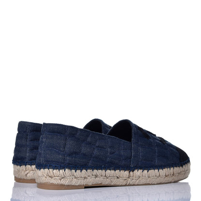 Chanel Denim Toile Embossed CC Espadrilles 40 Blue Black 4 of 8