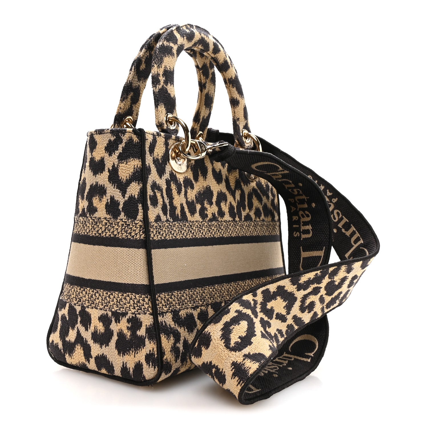 Christian Dior Canvas Medium Mizza Embroidered Lady D-Lite Beige Multicolor 2 of 9