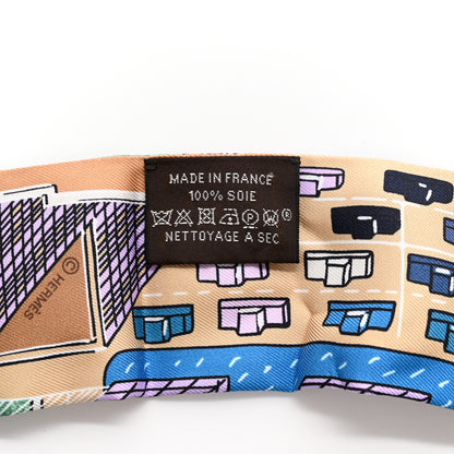 Hermes Silk Pantin City Twilly Beige Bleu Cobalt Vert 3 of 4