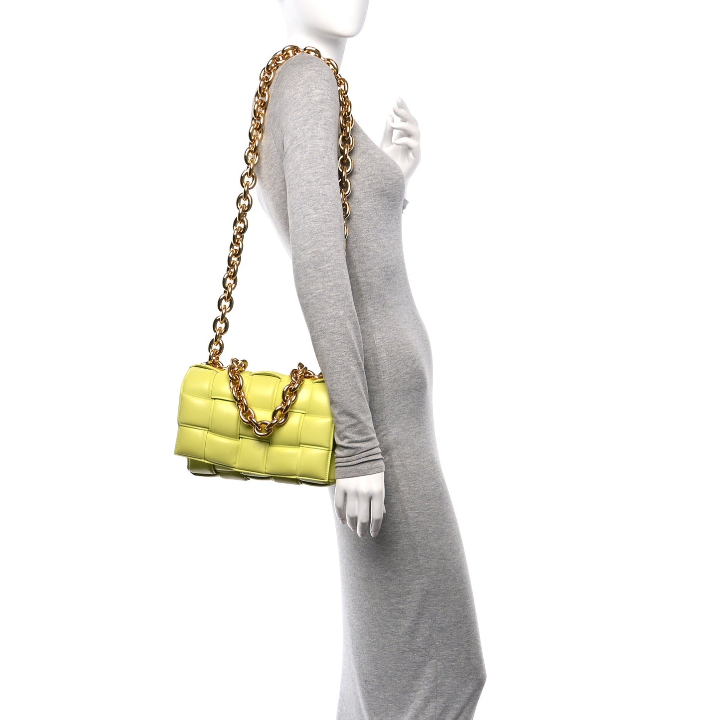 Lambskin Maxi Intreccio Padded Chain Cassette Crossbody Bag Kiwi