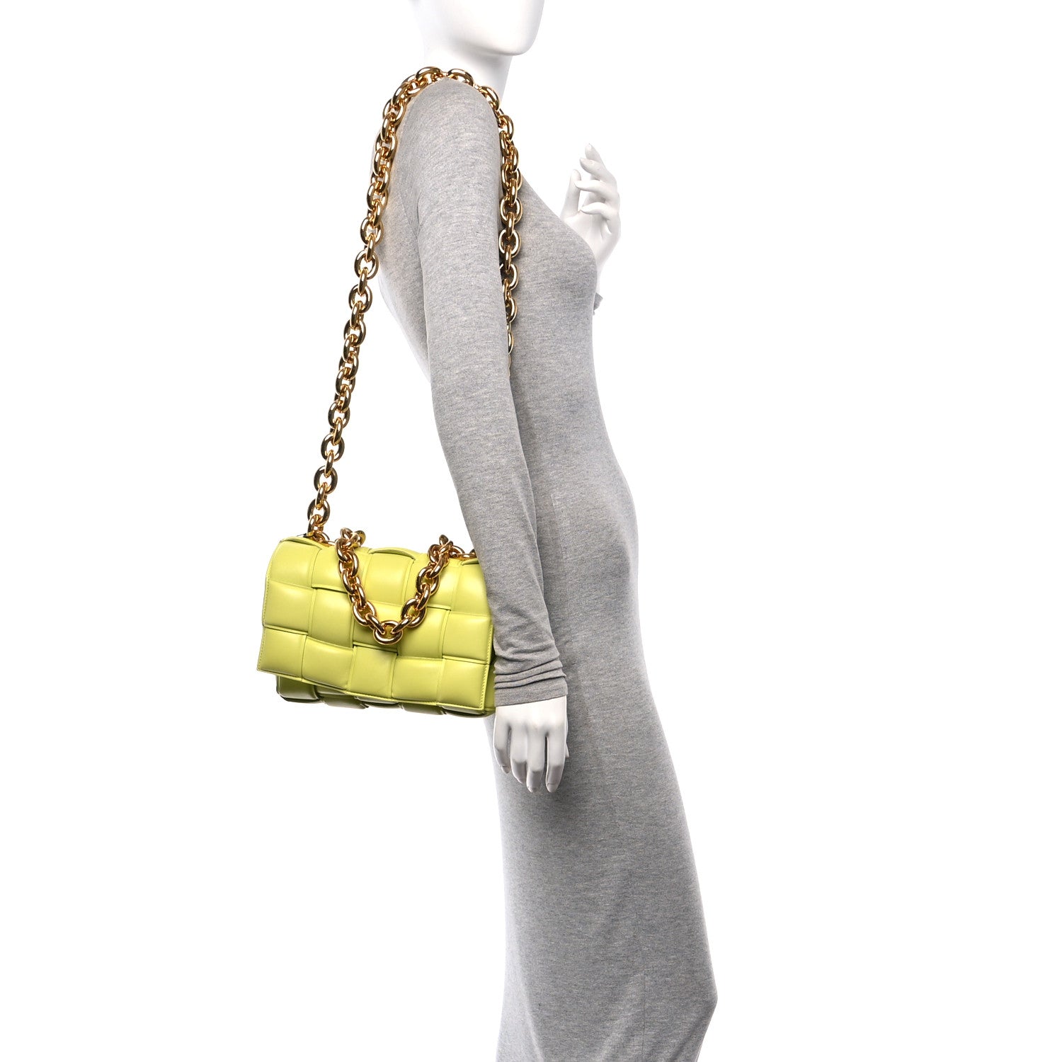 Bottega Veneta Lambskin Maxi Intreccio Padded Chain Cassette Crossbody Bag Kiwi 2 of 10