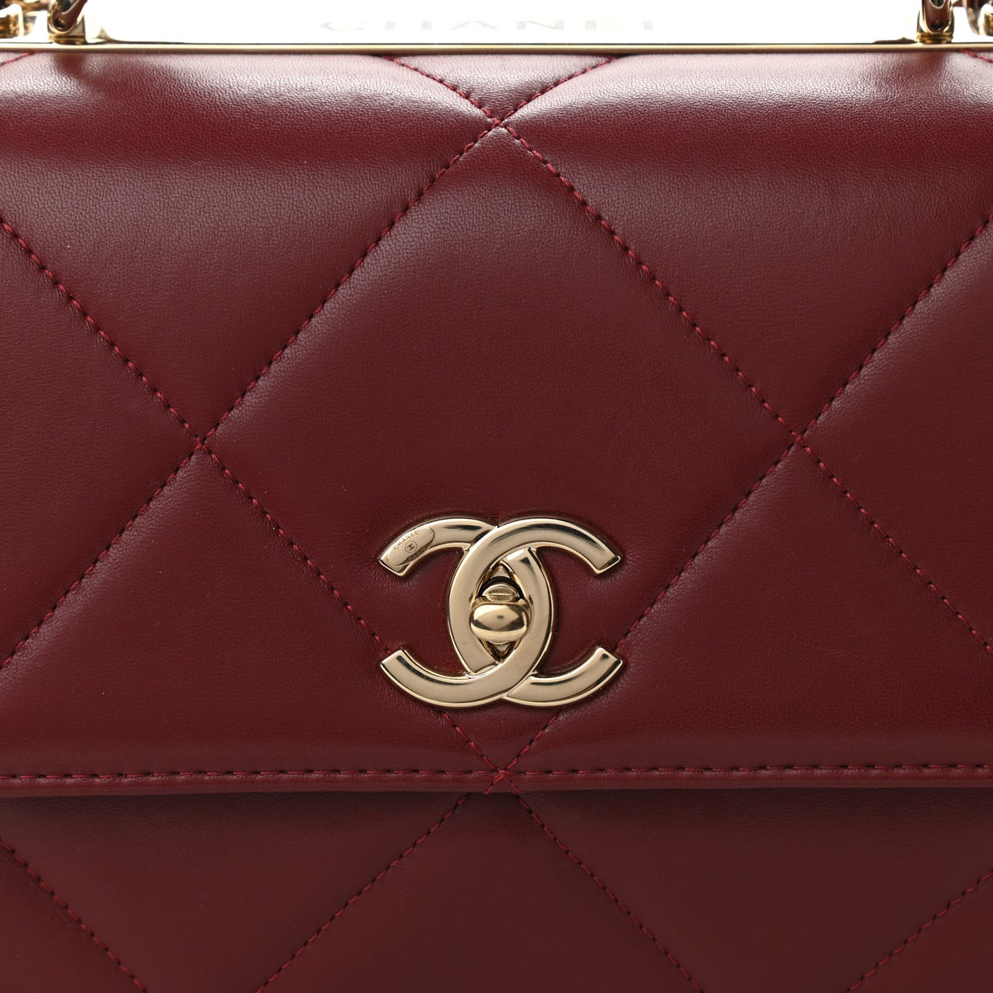 Lambskin Quilted Medium Trendy CC Flap Dual Handle Bag Burgundy