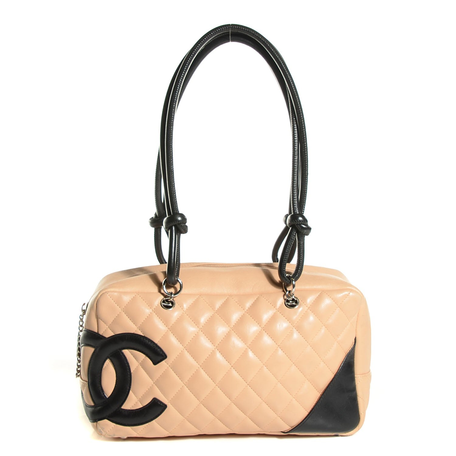 Chanel Calfskin Quilted Large Cambon Bowler Beige Black 1 of 7