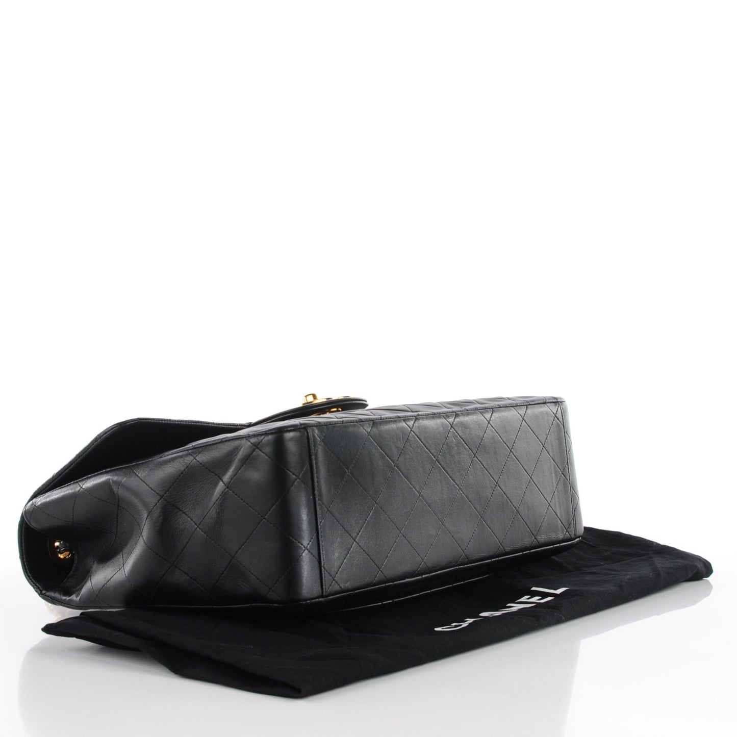 Lambskin Quilted XL Jumbo Flap Black