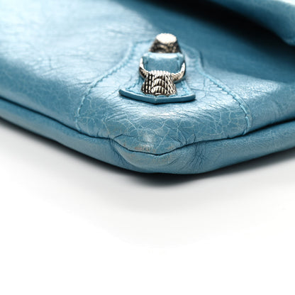 Balenciaga Agneau Giant 12 Silver Hardware Envelope Strap Clutch Bleu Tropical 11 of 14
