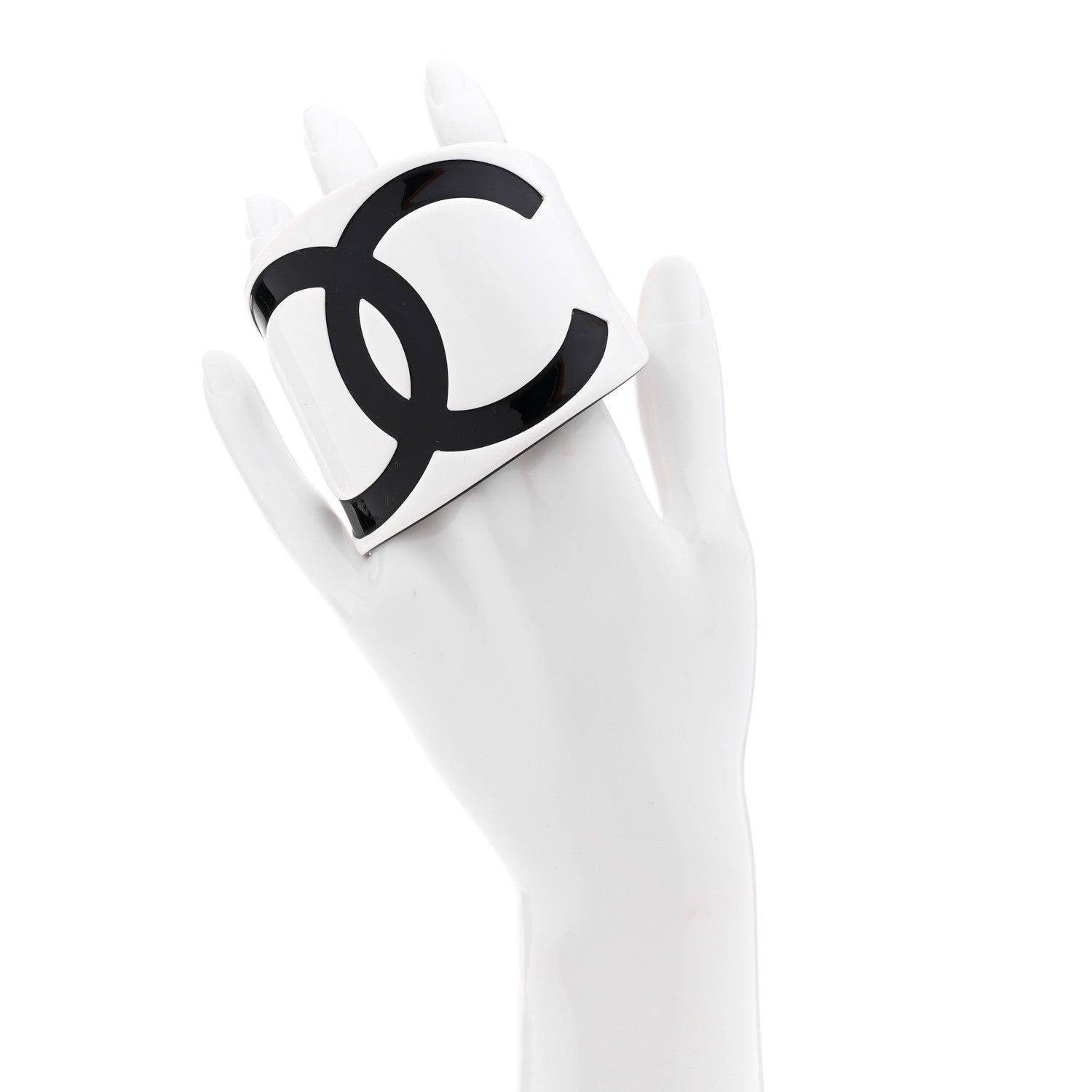 Chanel Resin CC Cuff White Black 2 of 4