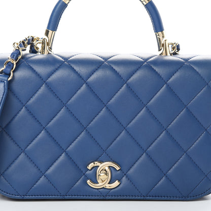 Chanel Lambskin Small Carry Chic Flap Blue 8 of 16