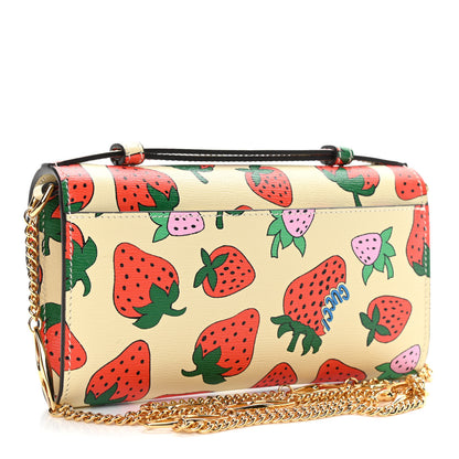 Gucci Calfskin Strawberry Print Mini Zumi Shoulder Bag Ivory Red 2 of 9