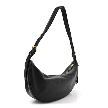 Prada Soft Grain Calfskin Large Demi-Lune Shoulder Bag Black 4 of 10