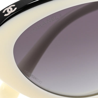 Chanel Acetate Oval Sunglasses 5416 White Black 7 of 8