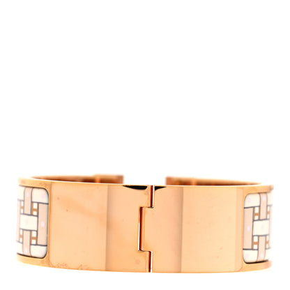 Hermes Enamel Son Du H Printed Wide Click Clac H Bracelet PM Sable 3 of 4