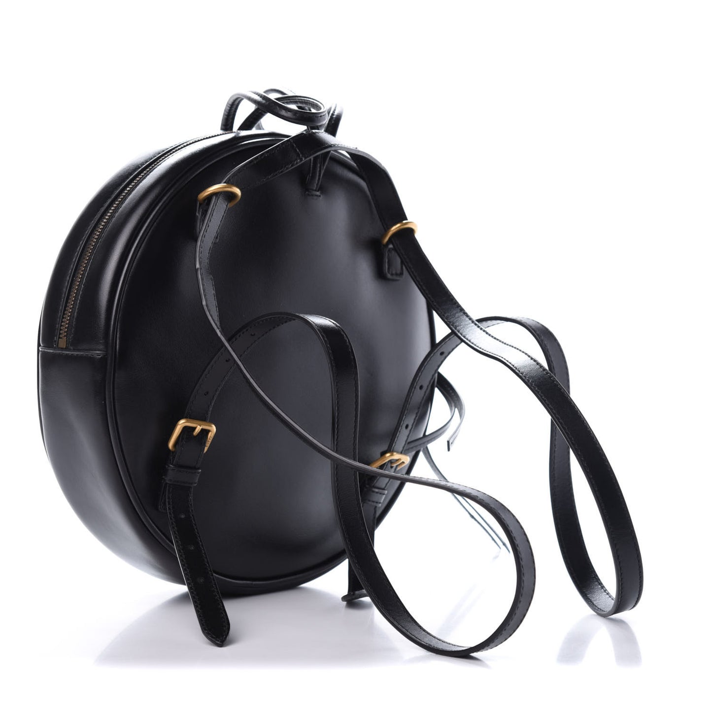 Calfskin LA Round Backpack Black Gold