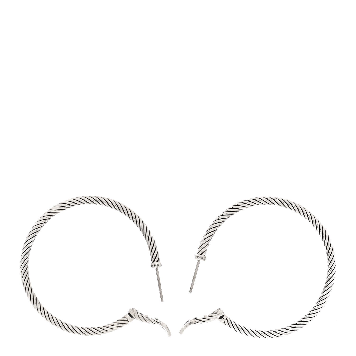 David Yurman Sterling Silver Medium Cable Classics Hoop Earrings 3 of 4