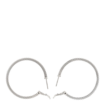 David Yurman Sterling Silver Medium Cable Classics Hoop Earrings 3 of 4