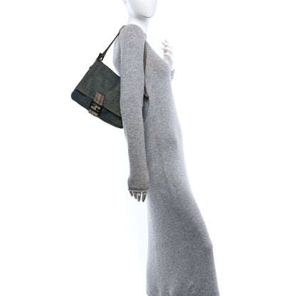 Fendi Denim Snakeskin Mama Baguette Blue 2 of 11
