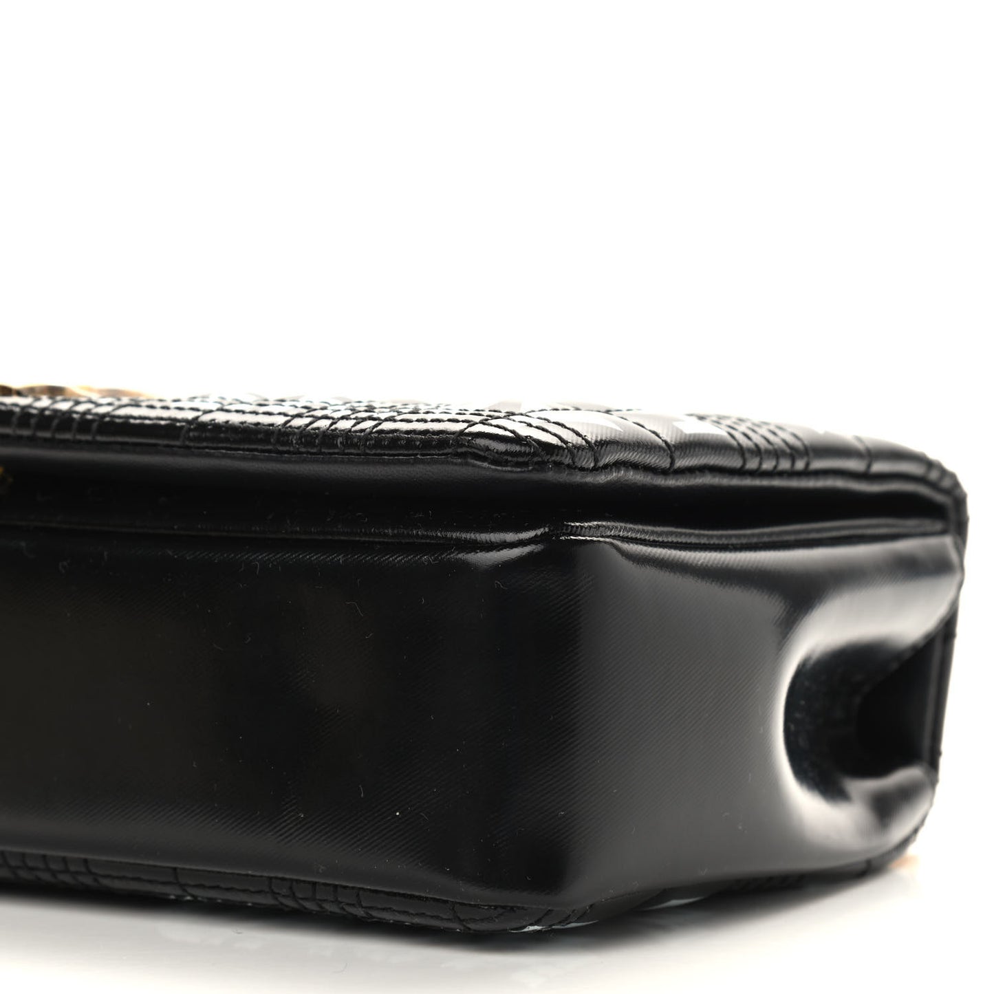 Patent Quilted Horseferry Print Small Lola Bag Black