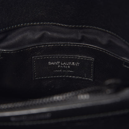 Saint Laurent Sheepskin Matelasse Chevron Monogram Medium College Bag Black 8 of 13