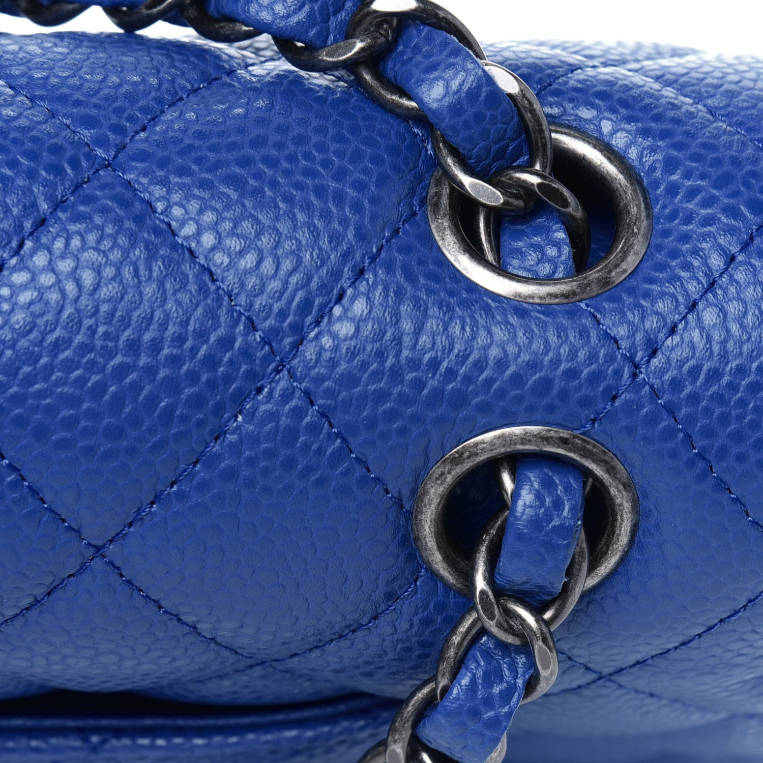 Chanel Caviar Quilted Medium Double Flap Blue 11 of 13