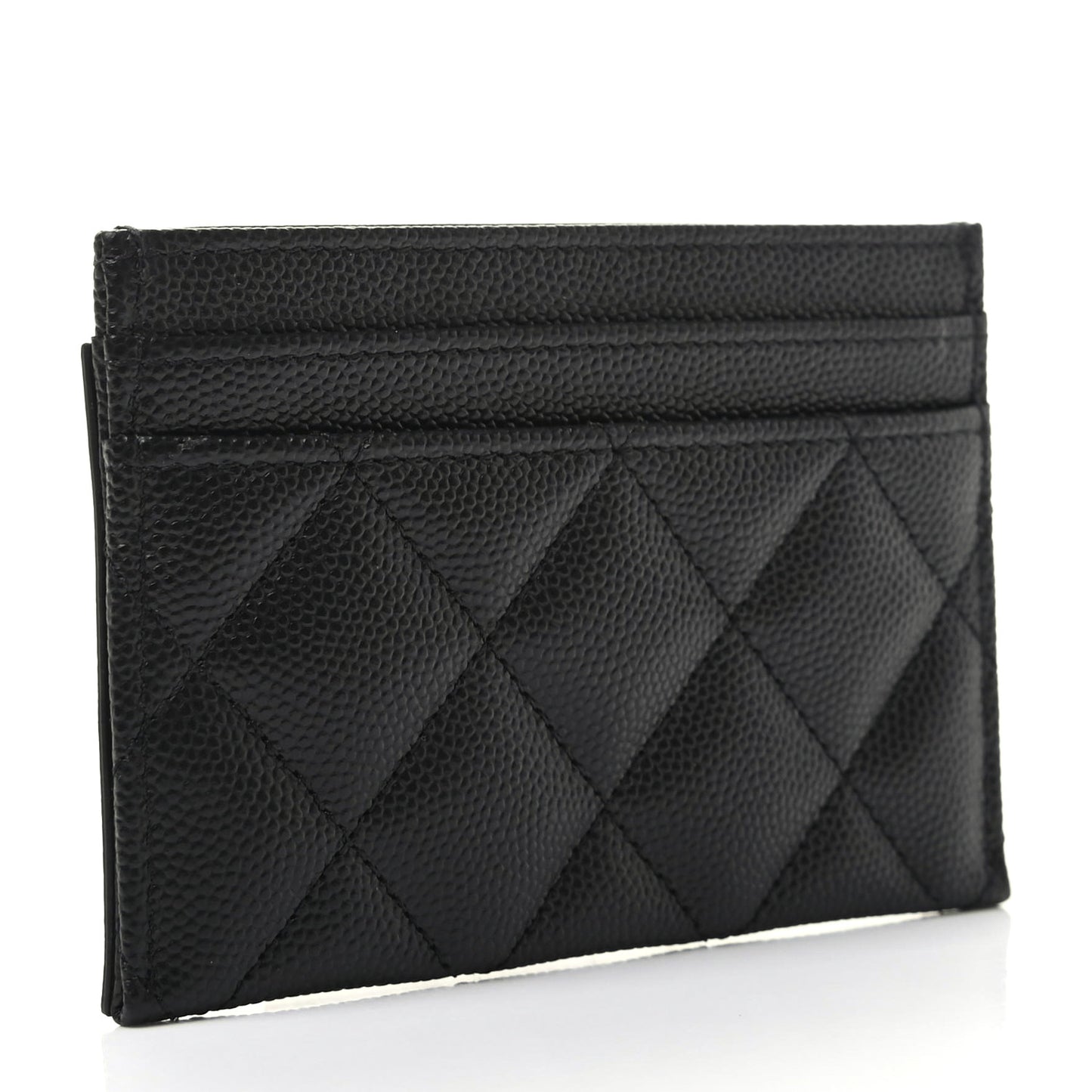 Caviar Quilted Filigree Card Holder Black