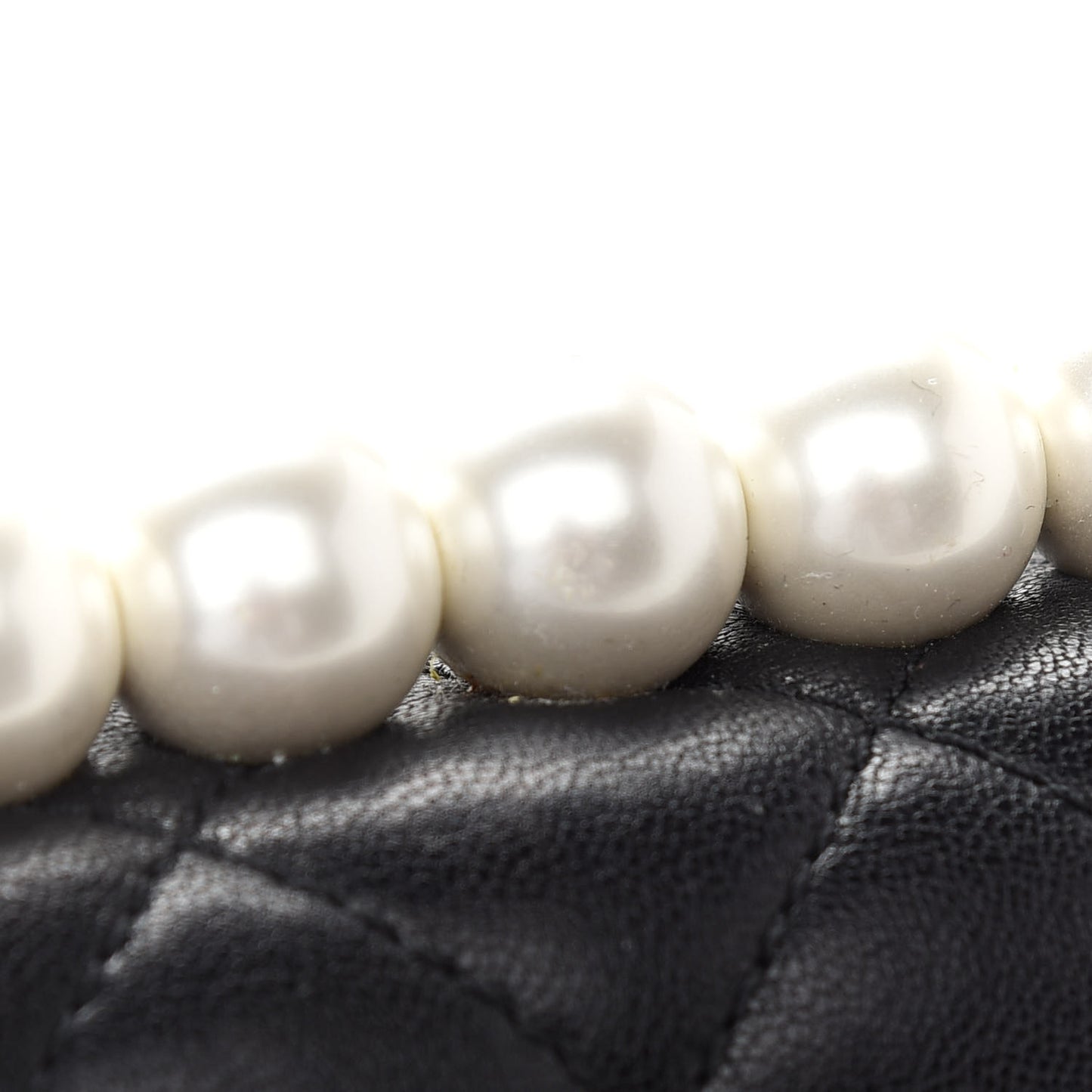 Lambskin Quilted Small Chic Pearls Flap Black