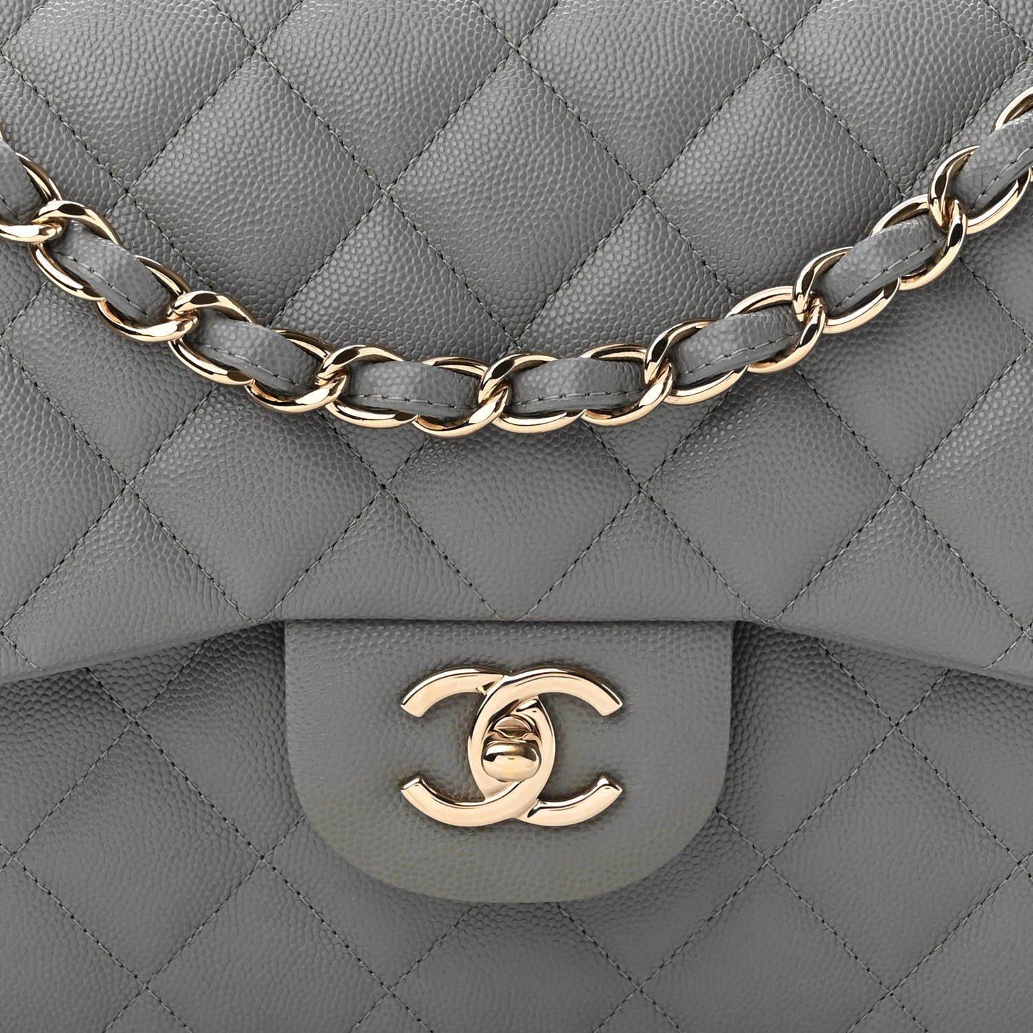 Chanel Caviar Quilted Jumbo Double Flap Grey 8 of 11