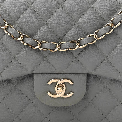 Chanel Caviar Quilted Jumbo Double Flap Grey 8 of 11