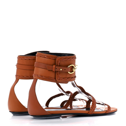 Gucci Calfskin Braided Horsebit Sandals 40 Cognac 4 of 7