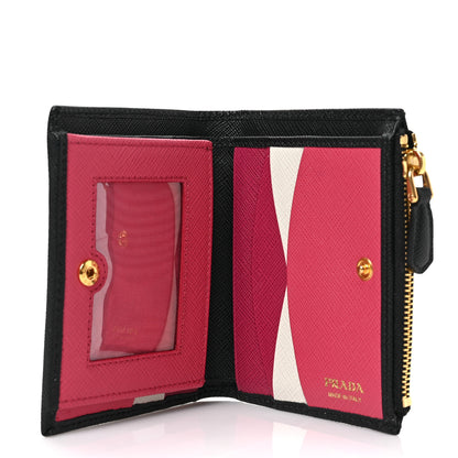 Prada Saffiano Colour Metal Compact Wallet Black Hibiscus 5 of 6