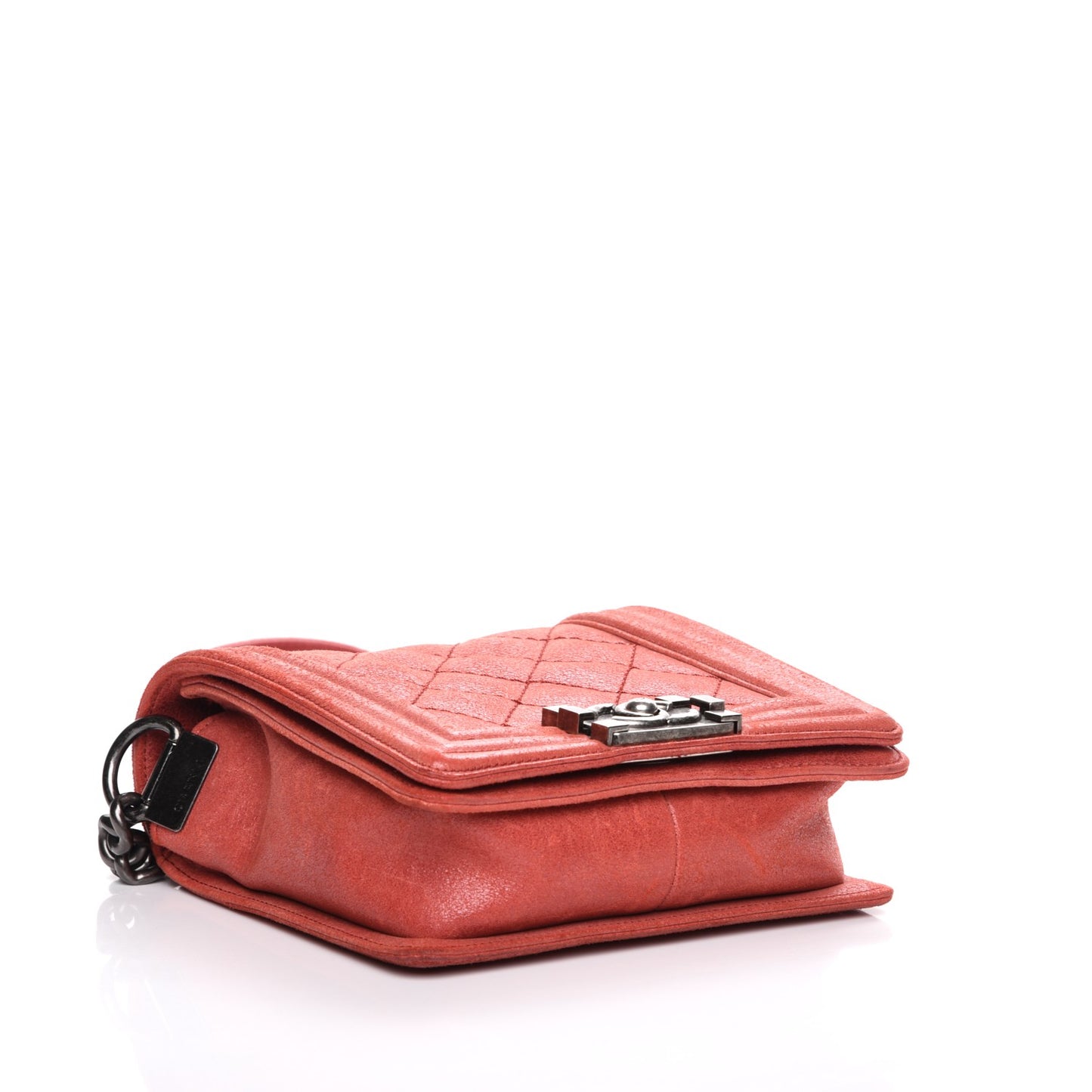 Iridescent Calfskin Quilted Small Gentle Square Boy Flap Red