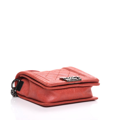 Chanel Iridescent Calfskin Quilted Small Gentle Square Boy Flap Red 4 of 7