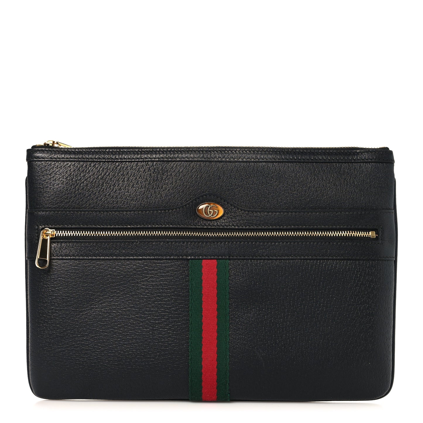 Calfskin Large Ophidia Pouch Clutch Black