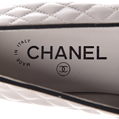 Chanel Lambskin Quilted CC Loafers 38.5 Light Grey 6 of 18