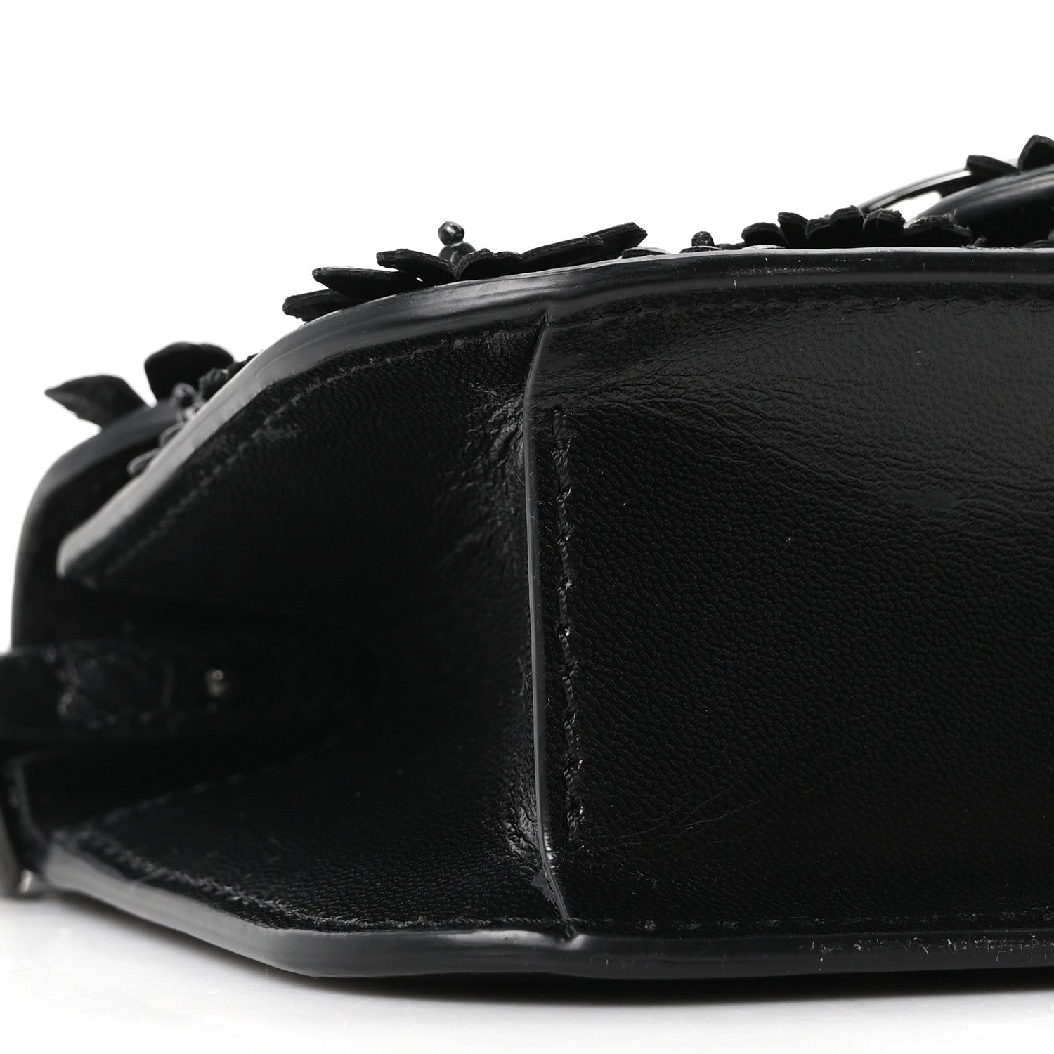 Valentino Garavani Calfskin Floral Embroidered Monochrome Vlogo Small Loco Shoulder Bag Black 15 of 17