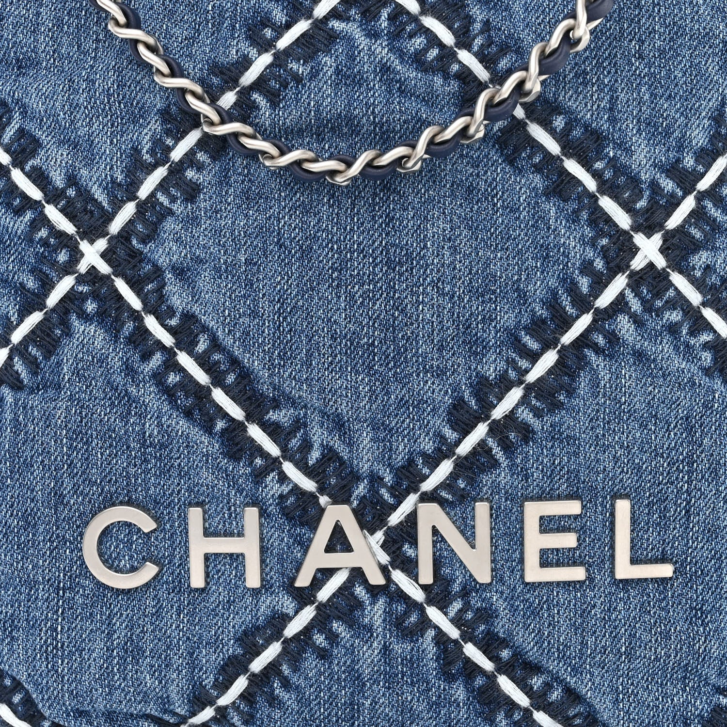 Chanel Denim Stitched Quilted Mini Chanel 22 Blue 8 of 10