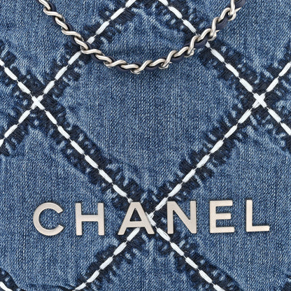 Chanel Denim Stitched Quilted Mini Chanel 22 Blue 8 of 10