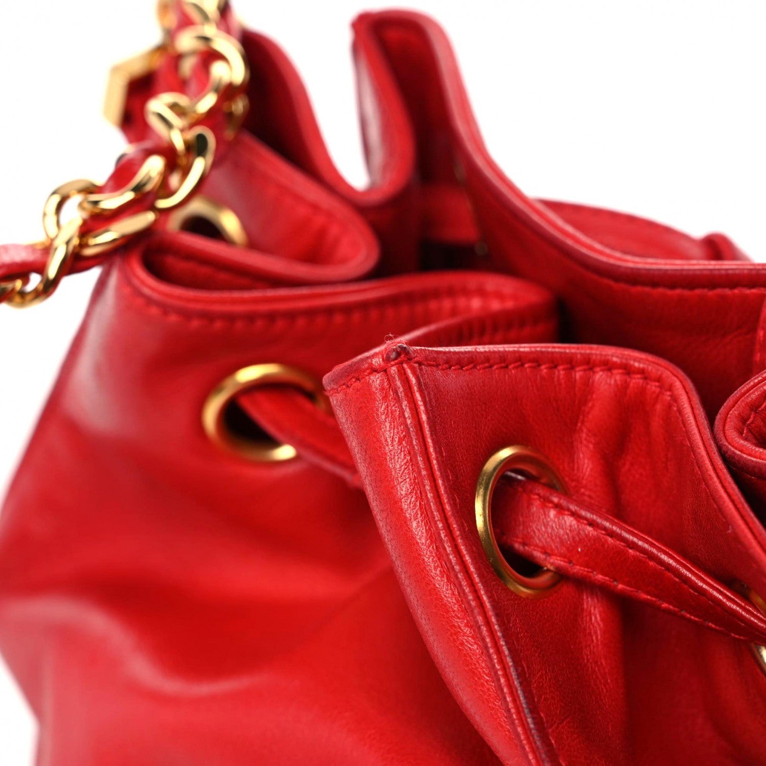Chanel Lambskin CC Drawstring Shoulder Bag Red 21 of 22