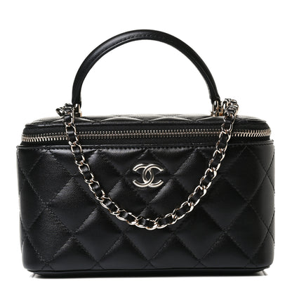 Chanel Lambskin Quilted Small Top Handle Vanity Case With Chain Black 1 of 14
