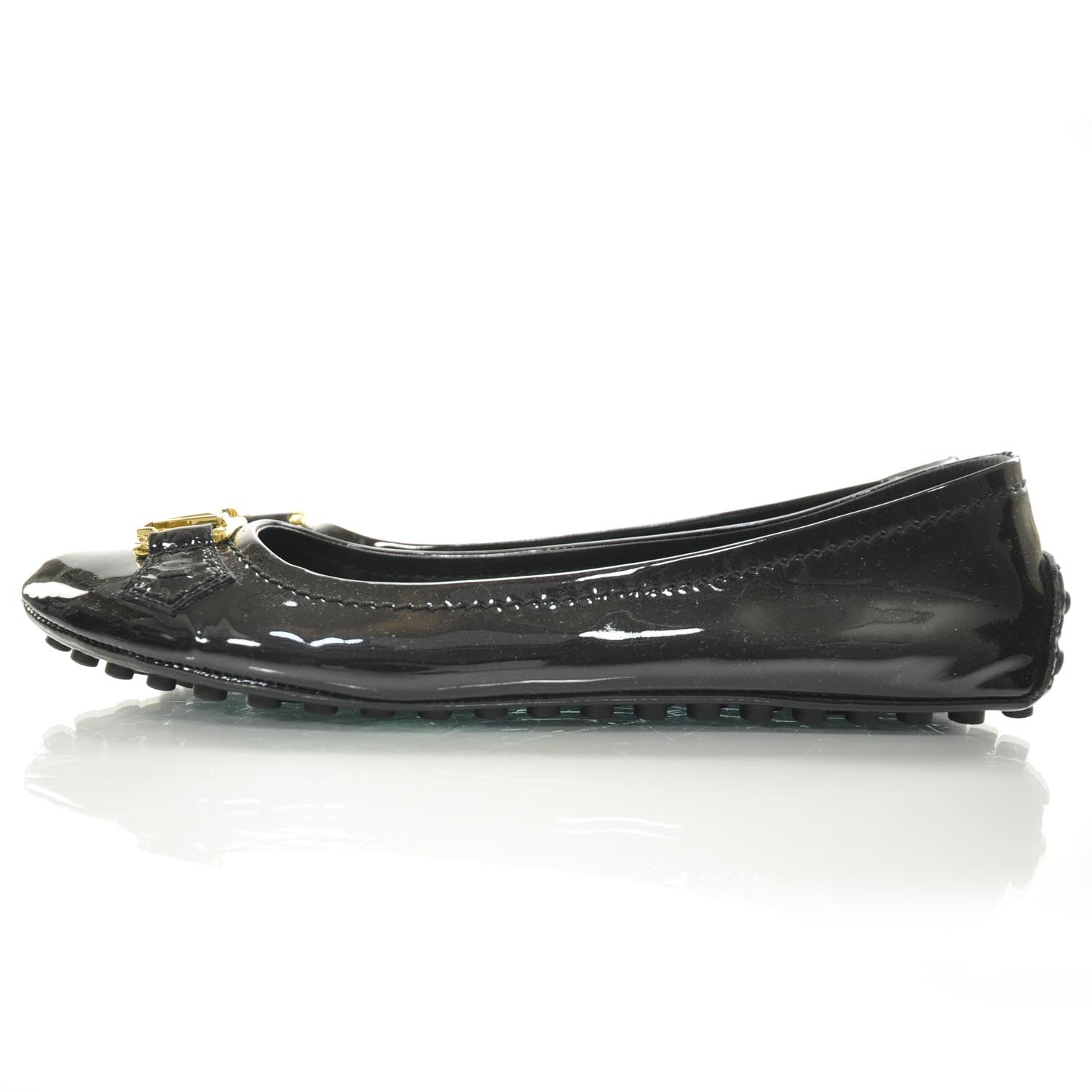 Louis Vuitton Patent Leather Oxford Ballerina Flats 37.5 Black 2 of 8