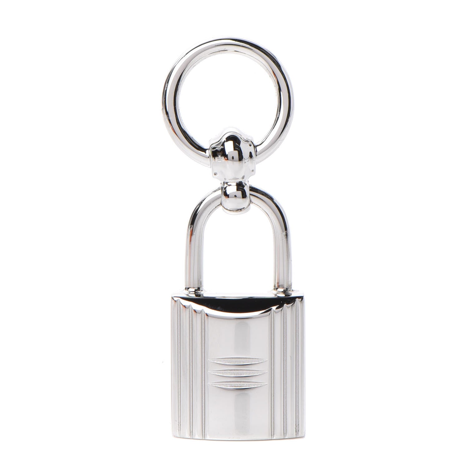 Hermes Palladium Mini Loop Charms Cadenas Scarf Ring Silver 1 of 3