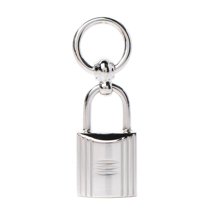 Hermes Palladium Mini Loop Charms Cadenas Scarf Ring Silver 1 of 3